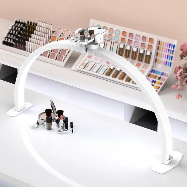 Main image of Premium Large Half Moon LED Light for Nail Tech, Foldable Arch Light for Nail Desk Lamp with Phone Stand Perfect for Manicure Handicraft Lighting (White, Large)