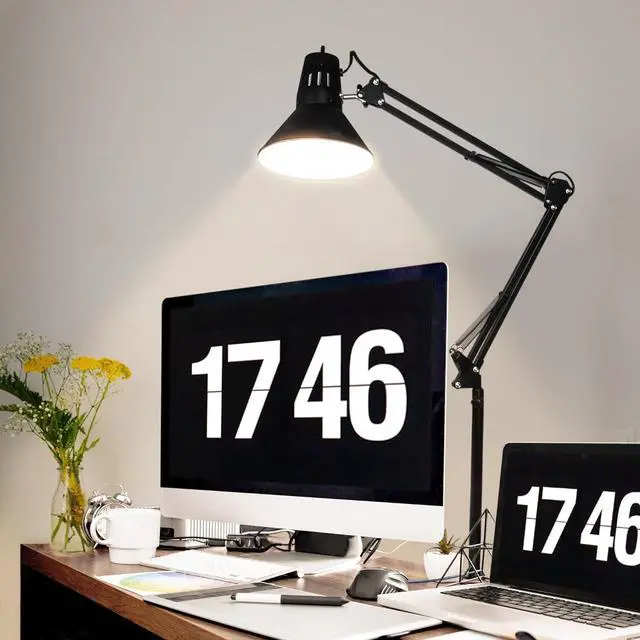 Main image of Hypool Desk Lamp w/A19 E26 LED Bulb for Home Office Eye-Caring Metal Extra Tall Swing Arm High Intensity Clamp Flexible Gooseneck Side Table Working Reading Computer Workbench 5000K White Light