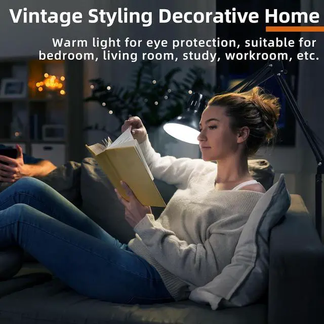 Alt view image 2 of 7 - Hypool Desk Lamp w/A19 E26 LED Bulb for Home Office Eye-Caring Metal Extra Tall Swing Arm High Intensity Clamp Flexible Gooseneck Side Table Working Reading Computer Workbench 5000K White Light
