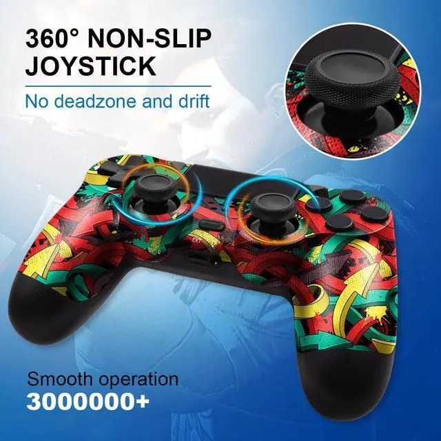 Alt view image 4 of 6 - MOOGOLE Wireless Controller Compatible with PS4, with USB C Cable/1000mAh Battery/Dual Motors/6-Axis Gyro/3.5mm Audio Jack/Multi Touch Pad/Share Button (Colorful Arrows)