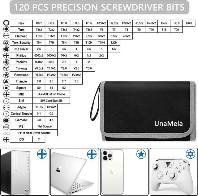 Alt view image 2 of 7 - Precision Screwdriver Set, Unamela 139 in 1 Computer Repair Tool Kit with 120 Bits, Magnetic Electronic Screwdriver Kit Compatible for Laptop, PC, MacBook, iPhone, Tablet, PS4, Xbox, Game Console