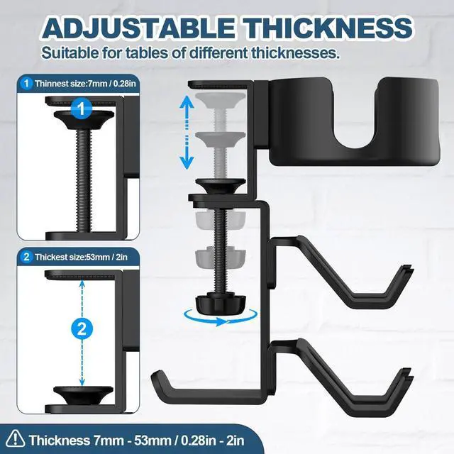 Alt view image 5 of 7 - 4 in 1 Desk Cup Holder with Headphone Hanger and Controller Stand Gaming Accessories, Universal Adjustable & Rotating Upgraded Arm Clamp for Coffee Mugs, Water Bottles, Headphones, Controller.