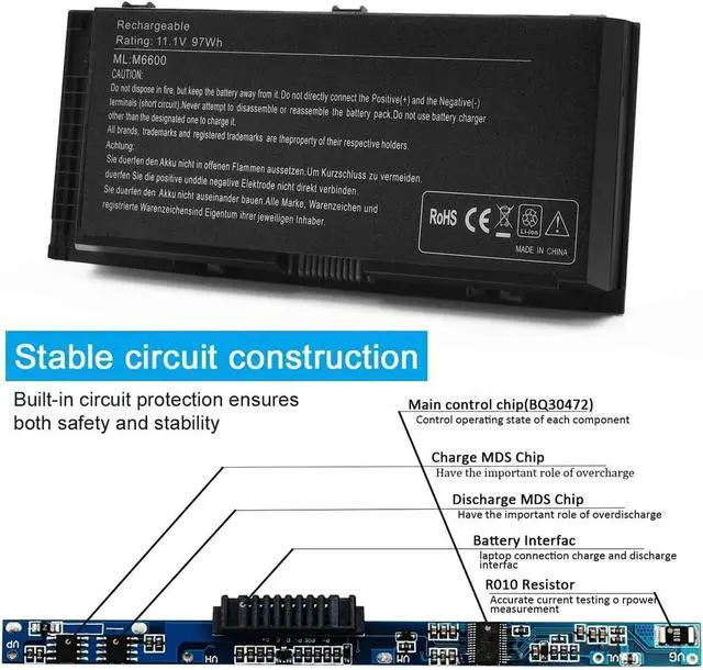 Alt view image 3 of 6 - LQM 11.1V 97Wh 9-Cell New Laptop Battery for Dell Precision M4600 M4800 M6600 M6700 M6800 PN:FV993 FJJ4W PG6RC 7DWMT JHYP2 K4RDX KJ321 R7PND RY6WH
