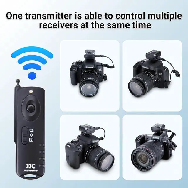 Alt view image 6 of 7 - JJC Radio Wireless Remote Control Shutter Release for Nikon Z6III Z6II Z7II Z5 Z6 P1100 P1000 Z7 D750 D780 D7500 D7200 D5300 D5600 D5500 D3300 D3200 D610 D600 Df D7100 D7000 D5200 D5100 & More Camera