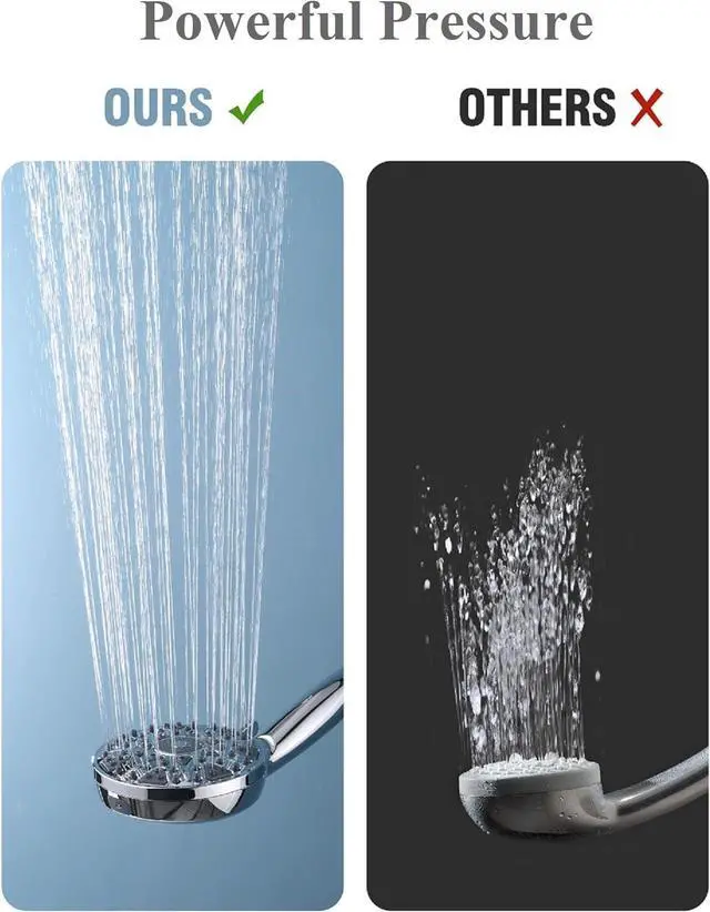 Alt view image 4 of 7 - Shower Head with Handheld High Pressure Multi-Function 7 modes, Built-in Power Wash to Clear Tub, Tile & Pets, 5 High Flow Hand Held Rain Showerhead with Extra Long Hose and Adjustable Bracket