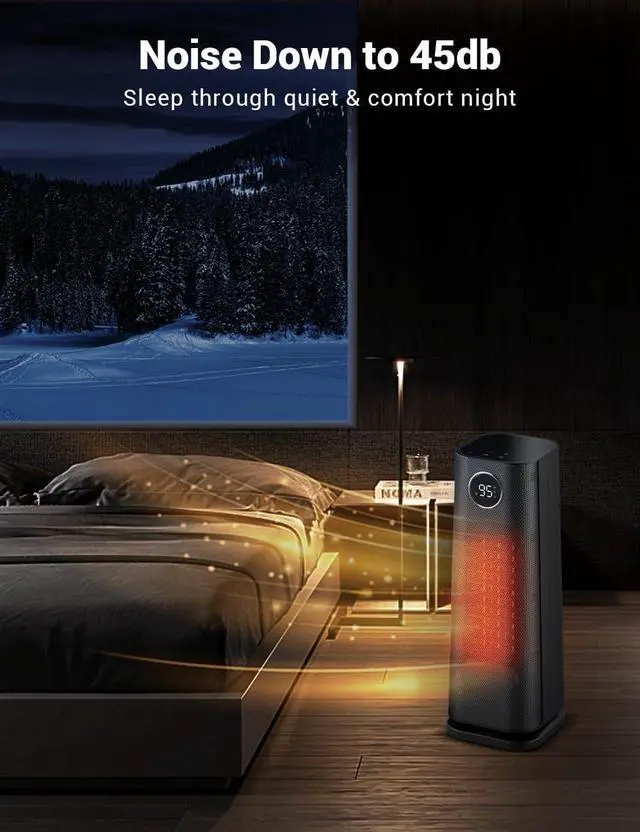 Alt view image 6 of 7 - Space Heater for Indoor Use, 1500W Fast Electric Portable Ceramic Heaters with Thermostat, 4 Modes, 24H Timer, 70°Oscillating Room Heater with Remote for Office Bedroom Use, 2023 Upgraded