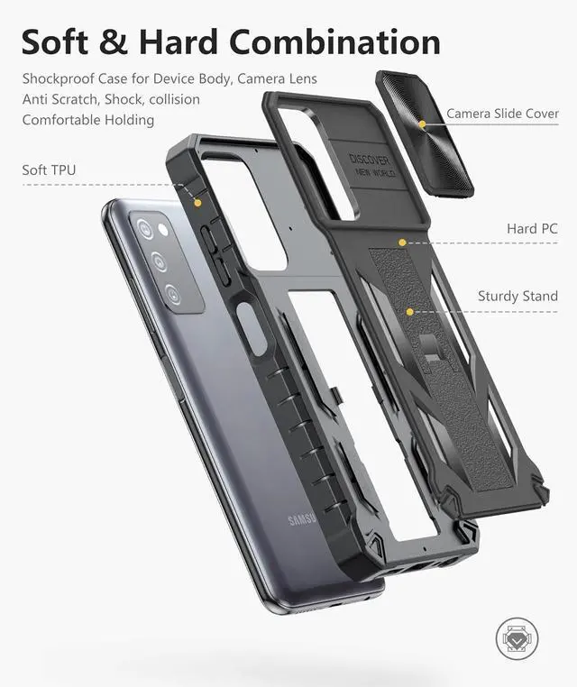 Alt view image 5 of 7 - for Samsung Galaxy A03s Protective Case: Military Grade Drop Proof Full Protection Mobile Phone Cover with Kickstand | Rugged Shockproof TPU Matte Textured Tough Bumper Shell
