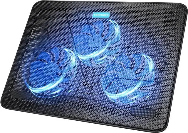 Main image of TECKNET Laptop Cooling Pad, Portable Slim Quiet USB Powered Laptop Notebook Cooler Cooling Pad Stand Chill Mat with 3 Blue LED Fans, Fits 12-17 Inches (Black)