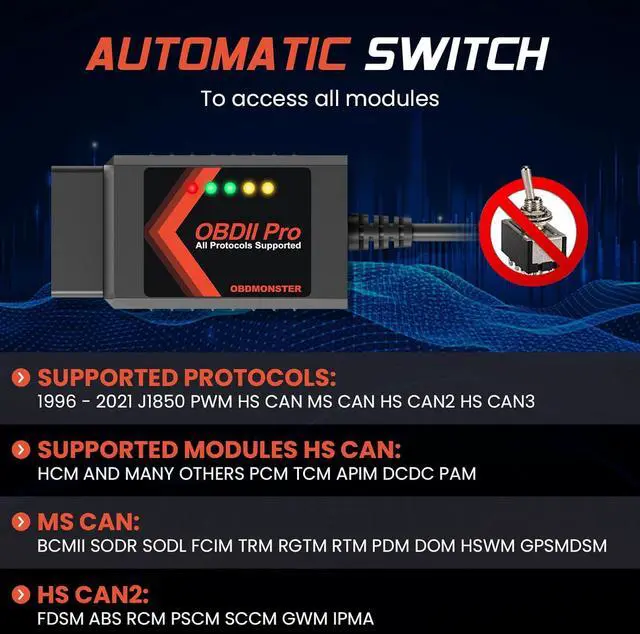 Alt view image 2 of 6 - ELM327 OBD2 Adapter Compatible with F150 F250 and More, for MS/HS CAN Automatically Switch, OBDII Diagnostic Scanner via USB for Windows only