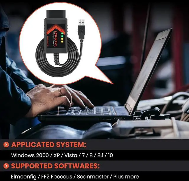 Alt view image 5 of 6 - ELM327 OBD2 Adapter Compatible with F150 F250 and More, for MS/HS CAN Automatically Switch, OBDII Diagnostic Scanner via USB for Windows only