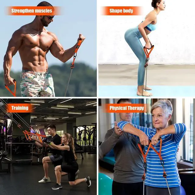 Alt view image 4 of 7 - Resistance Bands, Heavy Exercise Bands with Handles, Fitness Bands Set for Working Out, Workout Bands for Men, Weight Bands for Muscle Training, Strength, Slim, Yoga, Home Gym Equipment