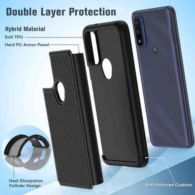 Alt view image 2 of 7 - BNIUT for Motorola Moto G Pure Case: Dual Layer Protective Heavy Duty Cell Phone Cover Shockproof Rugged with Non Slip Textured Back - Military Protection Bumper Tough - 6.5inch (Matte Black)