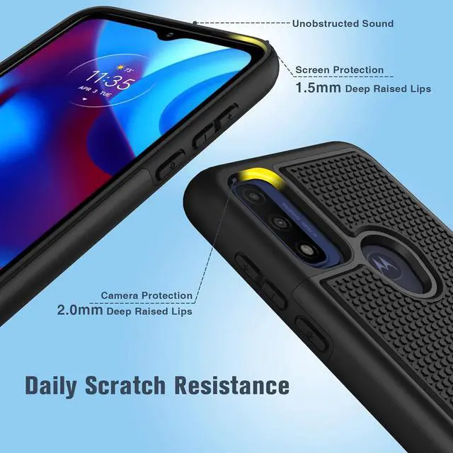 Alt view image 5 of 7 - BNIUT for Motorola Moto G Pure Case: Dual Layer Protective Heavy Duty Cell Phone Cover Shockproof Rugged with Non Slip Textured Back - Military Protection Bumper Tough - 6.5inch (Matte Black)
