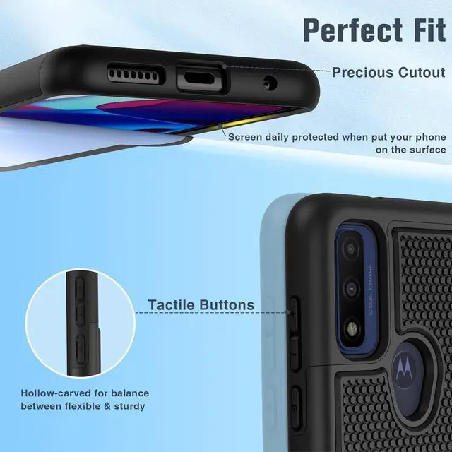 Alt view image 6 of 7 - BNIUT for Motorola Moto G Pure Case: Dual Layer Protective Heavy Duty Cell Phone Cover Shockproof Rugged with Non Slip Textured Back - Military Protection Bumper Tough - 6.5inch (Matte Black)