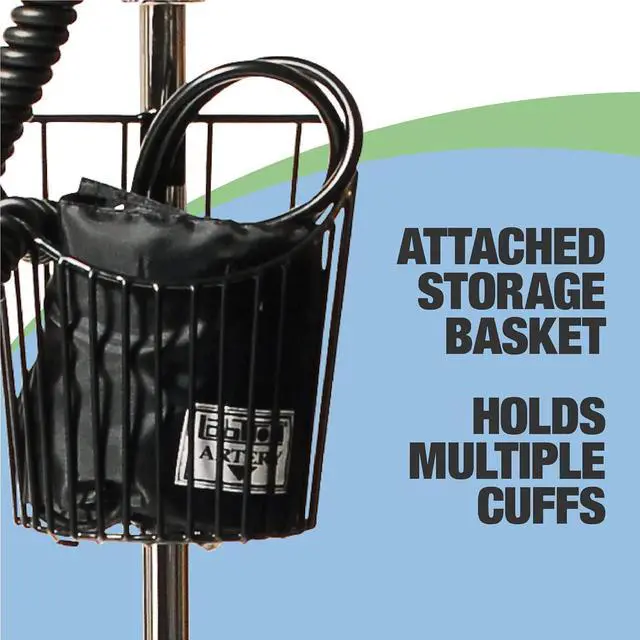 Alt view image 6 of 6 - Labtron Mobile Blood Pressure Monitor with Rolling Stand, Adult Large BP Cuff, Height-Adjustable