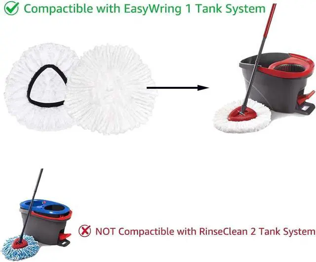 Alt view image 6 of 7 - 6 Pack Spin Mop Replacement Head Mop Refill Compatible with Ocedar Triangle Swivel Mops Microfiber Swivel Mop Refill,Deep Clean,Machine Washable and Easy to Replace