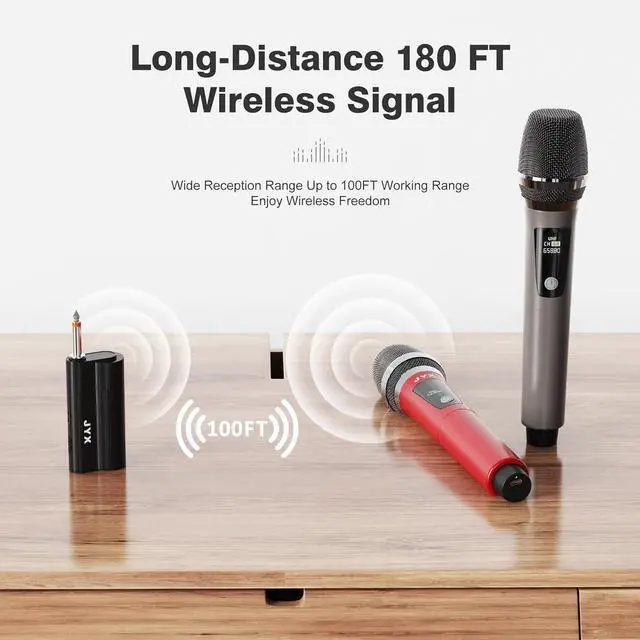 Alt view image 3 of 7 - Wireless Microphones, Professional Dual Karaoke Microphones, Wireless Dynamic Microphone System Set with Rechargeable Receiver for Home Party, Speech, Wedding, Church, PA System