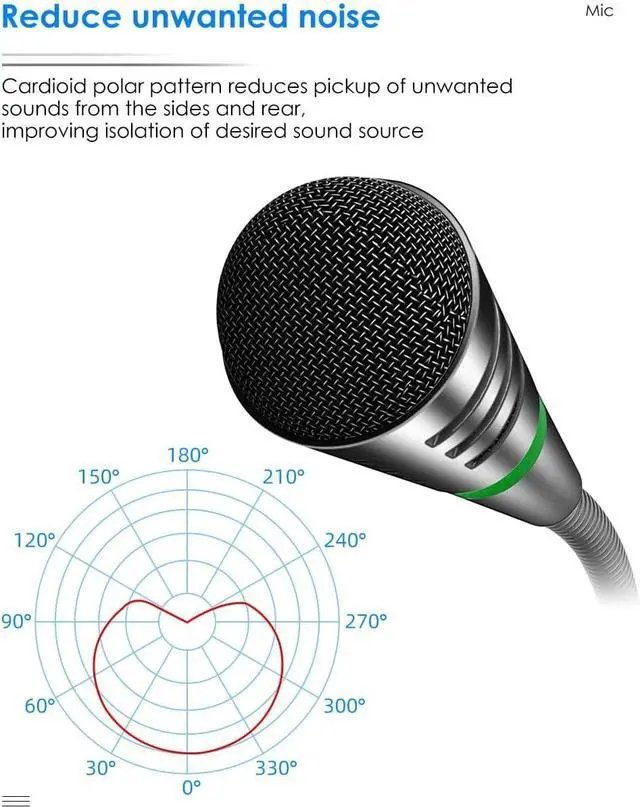 Alt view image 5 of 6 - Mini USB Computer Microphone for Laptop, Plug &Play Desktop Cardioid Condenser External Small Mic, Mute Button with LED Indicator, for Windows/Mac, Skype, Recording, Games/Zoom Meetings/Little