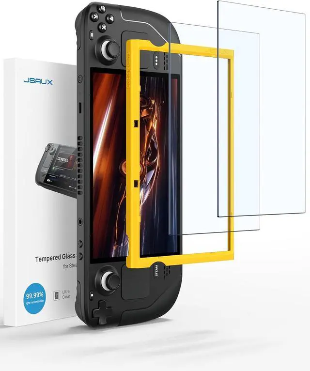 Main image of JSAUX 2-Pack Steam Deck Screen Protector, Ultra HD Glass Protector 9H Hardness Easy to Install with Guiding Frame Scratch Resistant Tempered Glass for Steam Deck/Steam Deck OLED, Come with Toolkits