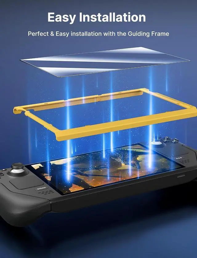 Alt view image 3 of 7 - JSAUX 2-Pack Steam Deck Screen Protector, Ultra HD Glass Protector 9H Hardness Easy to Install with Guiding Frame Scratch Resistant Tempered Glass for Steam Deck/Steam Deck OLED, Come with Toolkits