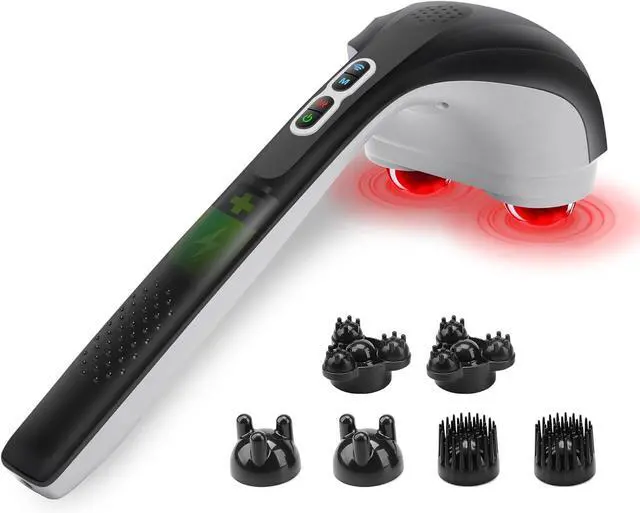 Main image of Snailax Cordless Handheld Back Massager with Heat, FSA HSA Eligible, Deep Tissue Percussion Massager, 3 Sets of Dual Pivoting Heads,Rechargeable Hand Held Massager for Neck,Back Shoulder,Calf,Legs