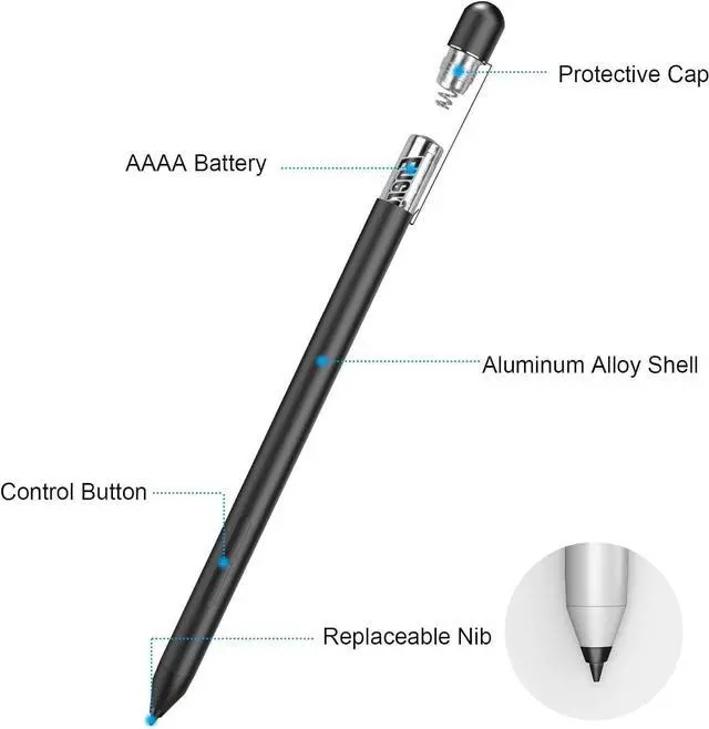 Alt view image 4 of 7 - Stylus Pen for Microsoft Surface Pro 11/10/9/8/X/7+/7/6/5/4/3/Surface 3, Surface Go 4/3/2/1, Surface Laptop/Studio/Book 5/4/3/2/1 with Palm Rejection, 1024 Levels Pressure, 2500h Working Hours