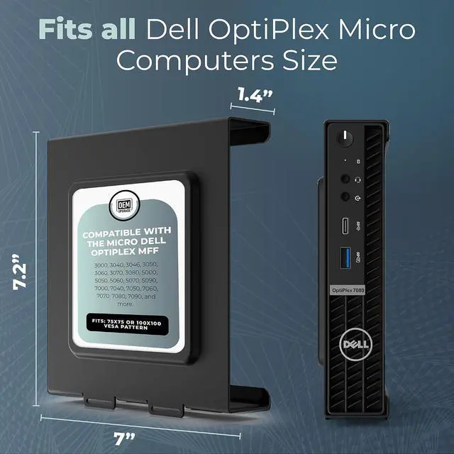 Alt view image 3 of 7 - HumanCentric Mount for Dell OptiPlex Micro - VESA, Under Desk & Wall