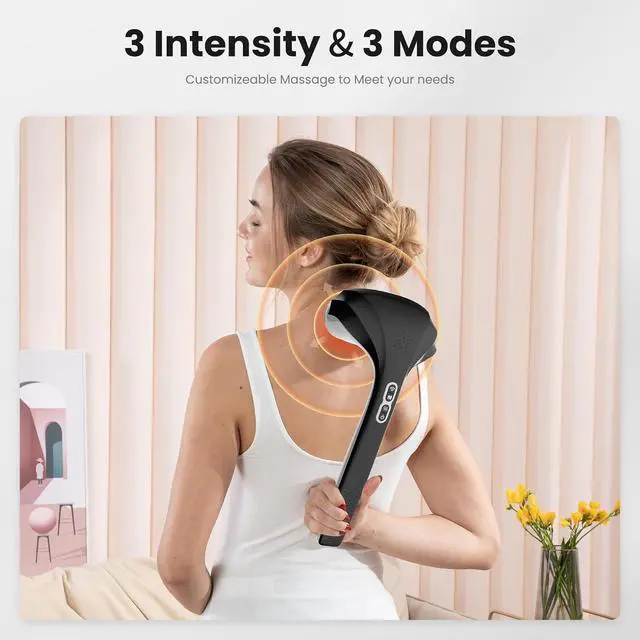 Alt view image 7 of 7 - Snailax Cordless Handheld Back Massager with Heat, FSA HSA Eligible, Deep Tissue Percussion Massager, 3 Sets of Dual Pivoting Heads,Rechargeable Hand Held Massager for Neck,Back Shoulder,Calf,Legs