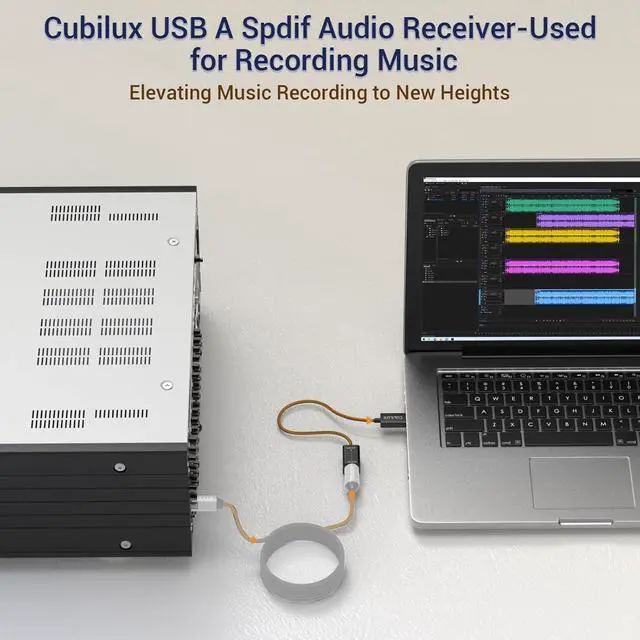 Alt view image 5 of 6 - Cubilux USB A SPDIF Input Adapter for PC [Stereo Recording ONLY, NOT for Playing Audio] USB Optical Line-in Dongle, Toslink to USB Receiver, USB A SDPIF RX Interface Suitable for Laptop Computer