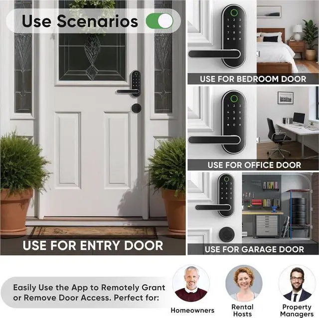 Alt view image 3 of 7 - Keyless-Entry Fingerprint Digital Smart Lock: Electronic Door Lock with Code Passcode, Electric Door Knob, Biometric Door Handle (Silver)