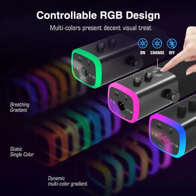 Alt view image 5 of 7 - FIFINE USB/XLR Dynamic Microphone for Podcast Recording, PC Computer Gaming Streaming Mic with RGB Light, Mute Button, Headphones Jack, Desktop Stand, Vocal Mic for Singing YouTube-AmpliGame AM8