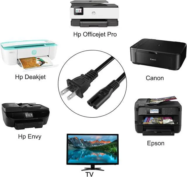 Alt view image 4 of 4 - Printer Power Cord Cable for HP OfficeJet Pro 4630 3830 8600 4655 6600 6978 6968 8610 8620 8625 8630 8710 8720 5740 5745 5255 200 250 3930 4632 4635 4650 4652 6100 6600 6700 9658 6830