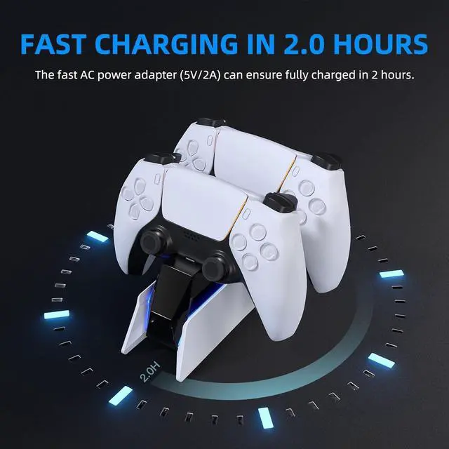 Alt view image 3 of 7 - PS5 Controller Charging Station Dock, Dual Charging for Dualsense, Wireless Accessories with Blue LED ON/Off Automatically