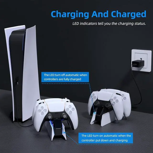 Alt view image 6 of 7 - PS5 Controller Charging Station Dock, Dual Charging for Dualsense, Wireless Accessories with Blue LED ON/Off Automatically