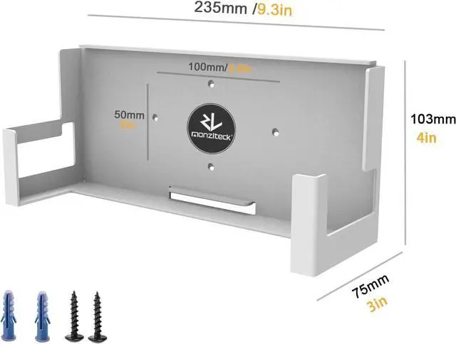 Alt view image 2 of 6 - Monzlteck Wall Mount for Xbox One SAll Metal Vertical Hanging On Wall with Power Botton Left/Right,Wall Shelf Bracket for Xbox 1S