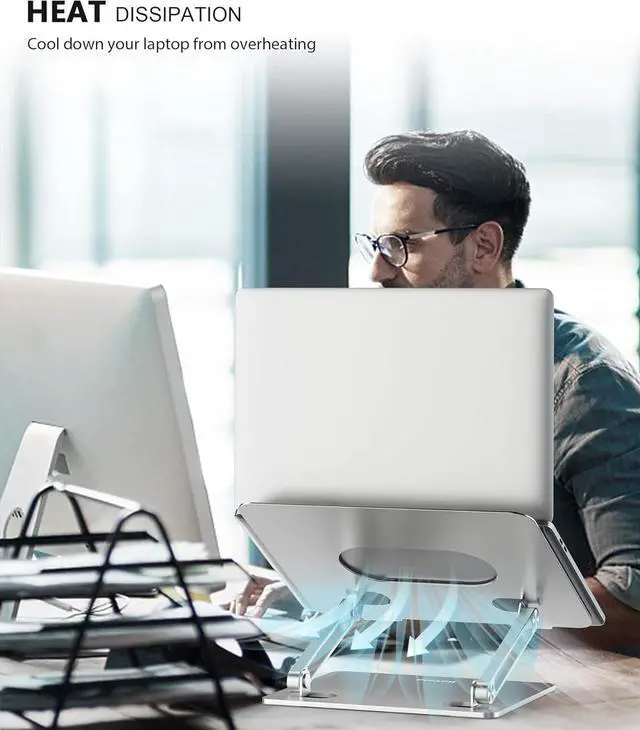 Alt view image 4 of 7 - Laptop Stand, BoYata Laptop Holder, Multi-Angle Stand with Heat-Vent to Elevate Laptop, Adjustable Notebook Sand for Laptop (4-17 inch) Compatible for MacBook Pro/Air, Surface Laptop and so on