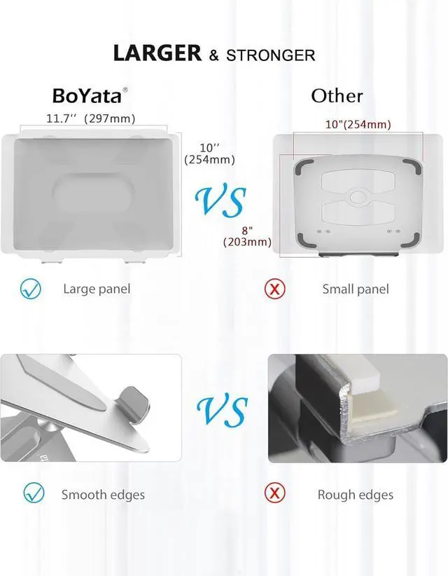 Alt view image 5 of 7 - Laptop Stand, BoYata Laptop Holder, Multi-Angle Stand with Heat-Vent to Elevate Laptop, Adjustable Notebook Sand for Laptop (4-17 inch) Compatible for MacBook Pro/Air, Surface Laptop and so on