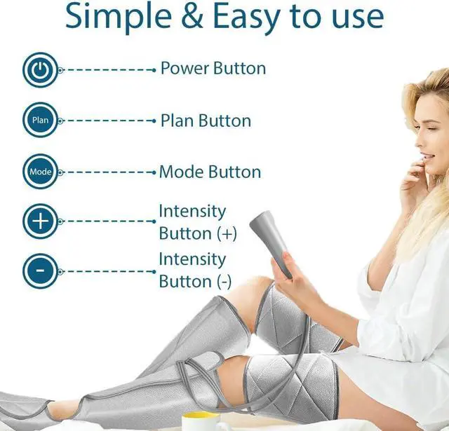 Alt view image 2 of 7 - Leg Massager for Circulation - Foot and Calf Massager, Air Compression Leg Wraps Massage Boots Machine for Home Use Leg Massage - scd Machine for Calf, Thigh and Foot Massager, FSA or HSA Eligible