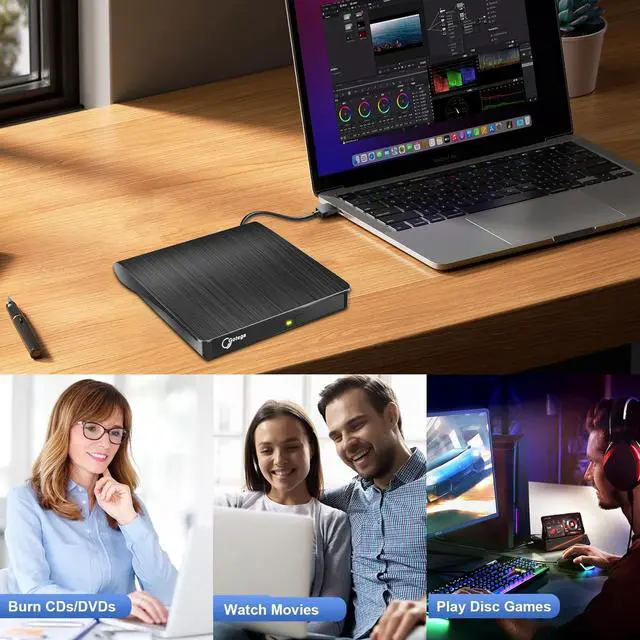 Alt view image 7 of 7 - Gotega External DVD Drive, USB 3.0 Portable +/-RW, DVD Player for CD ROM Burner Compatible with Laptop Desktop PC Windows Linux OS Apple Mac Black
