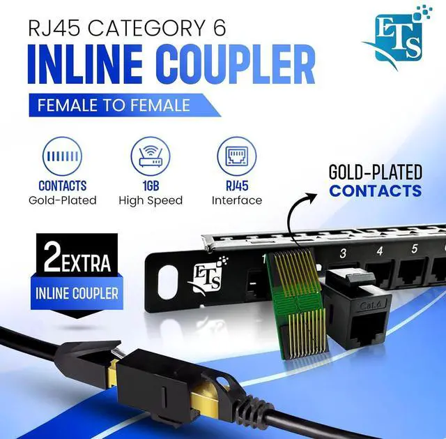 Alt view image 5 of 7 - ETS 24 Port Patch Panel CAT6 0.5U Inline Pass Through Keystone Coupler UTP High Density