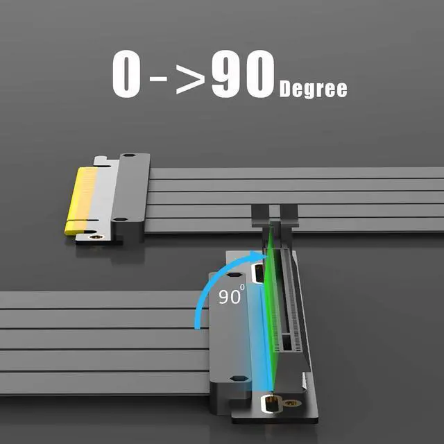 Alt view image 6 of 7 - GLOTRENDS 200mm PCIe 4.0 X16 Riser Cable (0->90 Degree), Compatible with PCIE GEN 4.0 GPU, Such as RTX4090-RTX3060, RX7900, RX6950XT-RX6500XT, etc