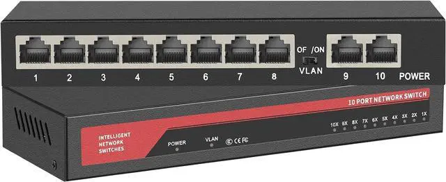 Main image of 10 Ports Gigabit Ethernet Switch Unmanaged, 8 Gigabit Ports+2 Gigabit Uplink Port, Network Switch,Ethernet Splitter| Plug & Play| Fanless Metal Design| Shielded Ports| Traffic Optimization