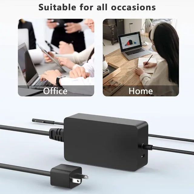 Alt view image 6 of 7 - 65W Surface Pro Laptop Charger Fits for Microsoft Surface Pro 7,6,8,9,6,5,4,3,7+,X,10,Windows Surface Laptop 6,5,4,3,2,1,Surface Go Tablet,Surface Book 3,2,1,44W,36W,LED,10FT Cable Charge Anywhere