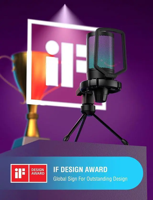 Alt view image 2 of 7 - FIFINE Gaming USB Microphone for PC PS5, Condenser Mic with Quick Mute, RGB Indicator, Tripod Stand, Pop Filter, Shock Mount, Gain Control for Streaming Discord Twitch Podcasts Videos- AmpliGame