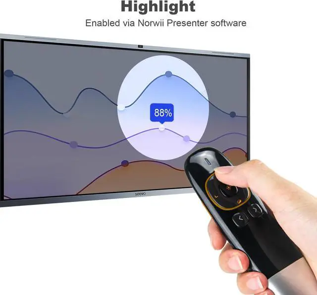 Alt view image 4 of 7 - Norwii N86s Ergonomic Wireless Presenter Clicker for LED LCD TV Screen with Digital Pointer, Air Mouse Presentation Clicker for PowerPoint, Presenter clicker with Highlighting Magnify -50M