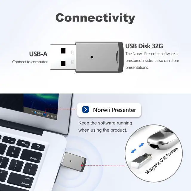 Alt view image 6 of 7 - Norwii N86s Ergonomic Wireless Presenter Clicker for LED LCD TV Screen with Digital Pointer, Air Mouse Presentation Clicker for PowerPoint, Presenter clicker with Highlighting Magnify -50M