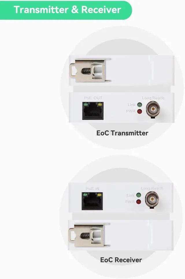 Alt view image 6 of 7 - UpgradedLINOVISION POE Over Coax EOC Converter IP Over Coax Max 3000ft Power and Data Transmission Over Regular RG59 Coaxial Cable for Upgrading Analog Surveillance System to IP Surveillance System