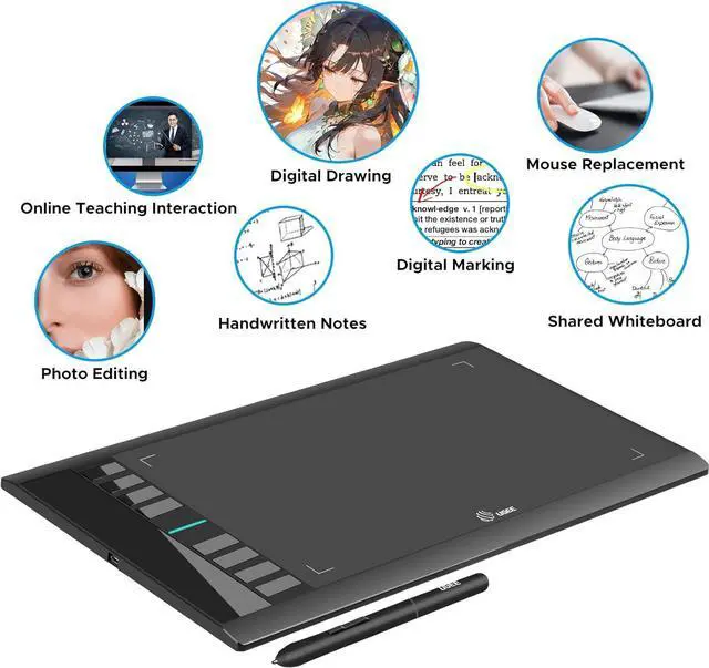 Alt view image 6 of 7 - Graphics Drawing Tablet, UGEE M708 10 x 6 inch Large Digital Drawing Pad with 8 Hot Keys 8192 Levels Pen, Graphic Tablets for Computer Graphic Board Creation Sketch for PC/Laptop/Mac OS/Linux/Chrome