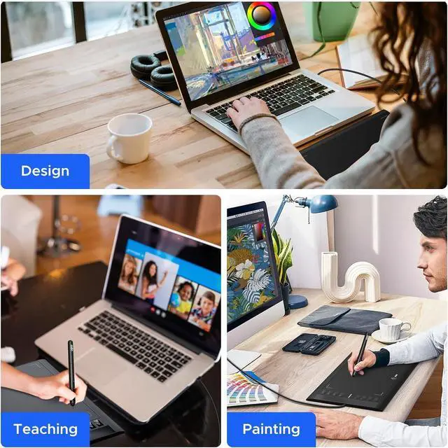 Alt view image 7 of 7 - Graphics Drawing Tablet, UGEE M708 10 x 6 inch Large Digital Drawing Pad with 8 Hot Keys 8192 Levels Pen, Graphic Tablets for Computer Graphic Board Creation Sketch for PC/Laptop/Mac OS/Linux/Chrome
