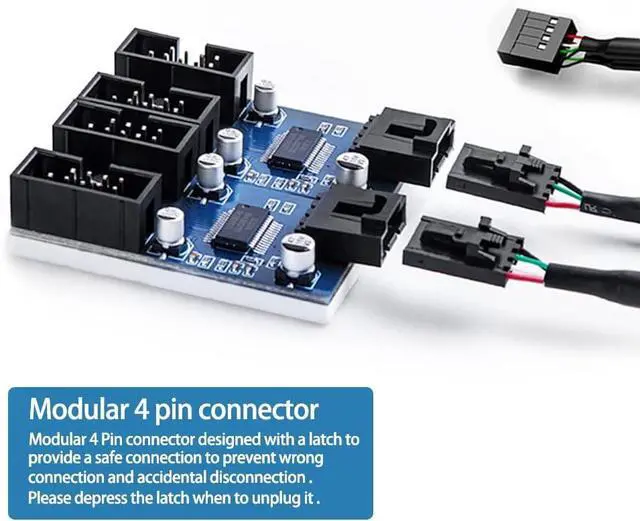 Alt view image 3 of 6 - 9Pin USB Header Splitter - Male to 4 Female Extension, Motherboard USB 2.0 Adapter, Multiplier